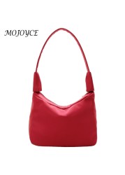 Women Shoulder Bag Zipper Crossbody Bag Solid Color Small Designer Crescent Shape Clutch Bag Multifunctional Ladies Handbag