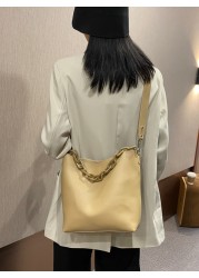 موضة العلامة التجارية تصميم المرأة حقيبة كتف سعة كبيرة سلسلة دلو حقائب عالية الجودة بولي Leather جلد المرأة حقيبة مركبة