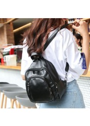 Fashion PU Leather Women Backpack Female Small Black Bags Zipper Bags Solid Student Backpack Backpack For Girls