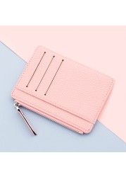 1pcs Small ID Card Holders Business Credit Card Holder PU Leather Slim Bank Card Case Organizer Fashion Zipper Unisex Wallet