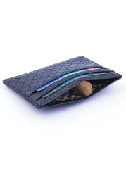 Male and female card case solid color business ID card holder woven style ultra-thin wallet PU leather handmade purse handbag