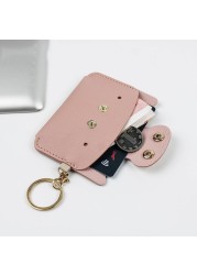 Creative Card Holder Cartoon Simple Animal Piggy Shaped PU Leather Kawaii Small Wallets Keychain Coin Purse ID Card Bag for Girls