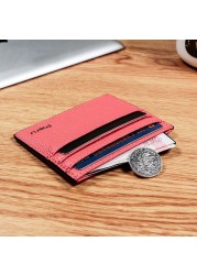 Slim Ultra-thin Wallet PU Leather Bank Credit Card Holder Short Coin Purse Black Oil Edge Card Bag Lychee Pattern Cash Clip