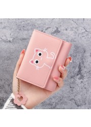 Women Wallet Cute Cat Print Small Wallet Leather Small Wallet Girls Money Bag Card Holder Ladies Female Hasp ID Card Holder Card Holder