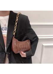 Women's Underarm Bag Ladies PU Leather Chain Shoulder Bag Crocodile Pattern Zipper Solid Color Luxury Brand Designer Handbags