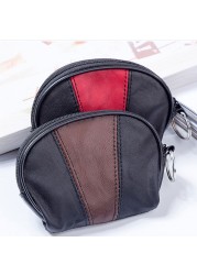 New Fashion Genuine Leather Wallet Semi-circular Splicing Zipper Coin Purse Key Holder Storage Money Pouch Cash Pocket Clutches