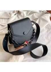 Solid Color Thick Chain Small PU Leather Crossbody Bags For Women 2022 Hit Summer Shoulder Cross Body Bag Ladies Handbags