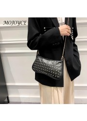 Women Leather Handbag Fashion Rivet Female Crossbody Bags New Clutch Street Fashion Simple Designer Handbag Luxury Female Bag