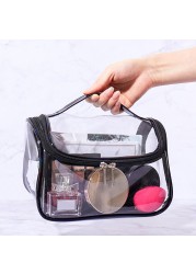 Travel PVC Cosmetic Bags INS Fashion Women Transparent Clear Zipper Makeup Bags Organizer Bath Wash Make Up Tote Handbags Case