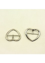 20pcs ID38mm Fashion Metal Heart Pin Buckles Strap Belt Adjust Adjuster Clasp Hook DIY Clothes Shoes Decoration Buckle