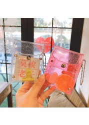 Sequin Transparent Hasp Coin Purse Lipstick Bag Kawaii Pink Clear Key Chain Wallet Fashion Card Holder Small Plastic Storage Bags