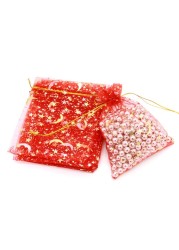 100pcs Moon Star Drawstring Organza Small Drawstring Bags Jewelry Gift Bag Pouch X7YA