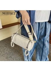 Diamond Lattice Leather Cylinder Pillow Bag Fashion Women Shoulder Bag Female Casual Chain Designer Handbags