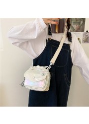 MBTI كاندي اللون الإناث حقيبة كتف موضة 2022 الليزر Crossbody حقيبة ساعي اليابانية Kawaii الطلاب الدانتيل فراشة أكياس