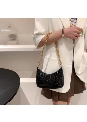 السيدات بولي Leather الجلود سلسلة حقيبة كتف المرأة حقيبة تحت الإبط موضة التمساح نمط سستة حقيبة يد للتسوق