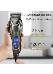 Professional Barber Hair Clipper Rechargeable Electric Finish Cutting Machine Beard Trimmer Shaver Cordless USB