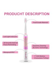 Seago Baby Sonic Electric Toothbrush Battery Powered Colorful LED Smart Timer Replaceable Toothbrush Dupont Brush Heads SG EK6