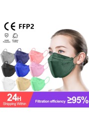 قناع الوجه Elough KN95 ، قناع الوجه ffp2 Mascarilla المعتمد fpp2fan CE ffp2reuse zable Kn95 ، أقنعة حماية الأسماك ffpp2 FFP 2