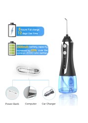 AG portable oral irrigator usb rechargeable dental flosser dental water jet 300ml 5model water tank waterproof dental cleaner