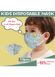 23 Styles 10pcs Kids Masks Children Baby 0-3 Years Old Mask Disposable Face Mask Camouflage Animal Print 4ply Ear Loop Masks