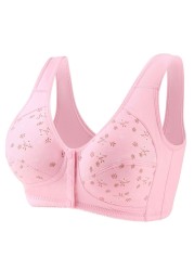 1PC Mother Women Wireless Cotton Bras Underwear Front Closure T-Back Bra Soft Leisure Underwear Big Cup Plus Size