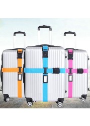 Adjustable Luggage Packing Luggage Cross Belt Bag Safe Trolley Case Protector Strap With Lock Travel Accessories