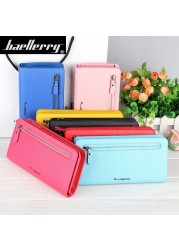 Women's Leather Wallet, Zipper Long Handbag, Casual, Solid Colors