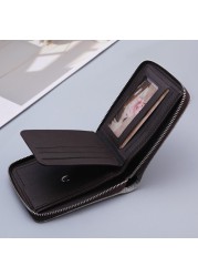 2021 New Canvas Zipper Short Men Wallet With Coin Pocket Clutch Purse Bag For Male Money Purse Denim Card Holder