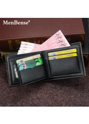 Men's Leather Wallet Business Foldable Luxury Wallet Billfold Slim Cowhide Credit Card Holder Insert Coin Purse 2022 Men