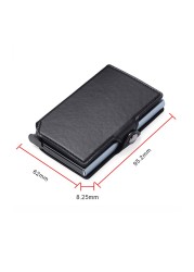 Anti RFID Credit Card Holder Men Bank ID Card Holder Bag Male Slim Metal Leather Magsafe Minimalist Pocsafe Small Aluminum Wallet