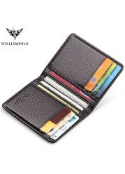 WILLIAMPOLO - Men's Slim Wallet, Luxury Genuine Leather Card Holder, Slim Wallet, New Fashion