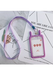 1pc Cute Kitten Rabbit High Quality Credit Card ID Holder Cute Cartoon Silicone Bus Card Case Key Holder Ring Luggage Tag Trinket