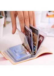 24 Slots Card Holder PU Leather Slim Bank Credit ID Card Coin Pouch Bag Pouch Purse Organizer Thin Business Card Clip With Button