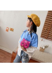 New Children Small Bags Baby Girls PU Leather Small Shoulder Crossbody Bags Cute Cat Kids Coin Purse Wallet