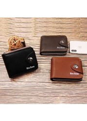 Men's short wallet casual carters short wallets pu leather male hombre luxury small zipper coins bag cartera hombr men gift