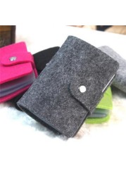 24 Slots Felt Wool Felt Women Men ID Credit Card Button Case Holder Wallet Organizer Gift Business Card ID Card Holder Wallet