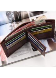 New Men Small Wallet Multifunction Fashion Iron Credit Card Holders PU Money Bag Vintage Leather Wallet Slim Male Purses