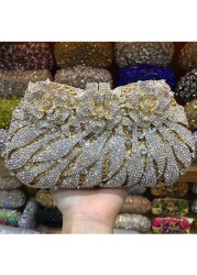 18 Colors Wedding Formal Dinner Clutch Women Golden Crystal Hand Evening Bags Metal Clutches Bags Flower Purse Wedding Purse