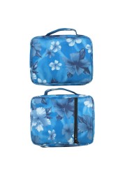 Portable Canvas Bible Cover Floral Pattern Handbag with Handle & Zippered Pocket Tote Book Holder Waterproof Cover