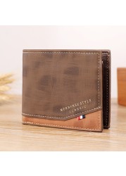 Men's Leather Wallet Business Foldable Luxury Wallet Billfold Slim Hipster Credit Card Holders Insert Coin Purses Vintage Walls