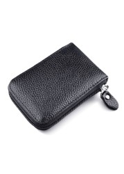 Men Wallet Genuine PU Leather Credit Card Holder RFID Blocking Zipper Pocket Men Bag Multi Card Zipper