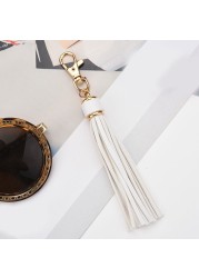 Fringe PU Leather Tassel Keychains Rhodium Key Holder Metal Key Charm Key Ring Bag Auto Car Pendant Hot Sale Jewelry