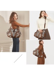 Fashion Retro Leopard Hobos Women Handbag Casual Soft PU Waterproof Large Capacity Zipper Crossbody Shoulder Bag For Female