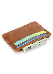 GENODERN Women and Man Genuine Leather Card Case Cowhide Slim Card Wallet Small Thin Card Package