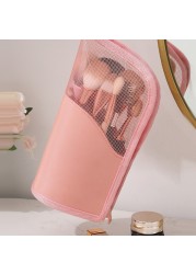 Travel Makeup Brush Bag Portable Cosmetic Brush Holder Organizer Waterproof Stand Makeup Brush Purse Zipper Cosmetic Bag