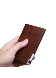 Men Wallet Fashion 100% Real Leather Card Holder Metal Wallet Credit Card Case PL185142