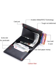 Carbon Fiber Anti RFID Bank Card Holder Men Women Business Credit Card Holder Card Holder Wallet Leather Case Bag Popwallet Logo Dropshipping