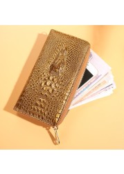 New women wallet crocodile pattern long wallet phone bag portfel damski lady clutch bag purse card holder carteira feminina