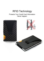 Rfid Carbon Fiber Mini Wallet Men Small Wallet Slim Thin Smart Pocket Card Wallet