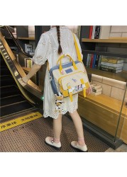 Mini Canvas Backpack Teenage Girls School Backpack For Female Student Women Patchwork Kawaii Small Backpack Mochila